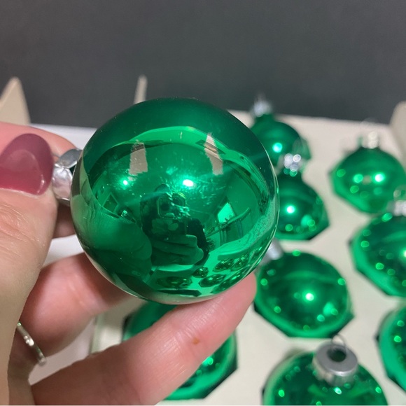 Vintage Ornaments Christmas Franke Shiny Brite in Box Gold Pyramid Green USA 30 - Picture 7 of 9